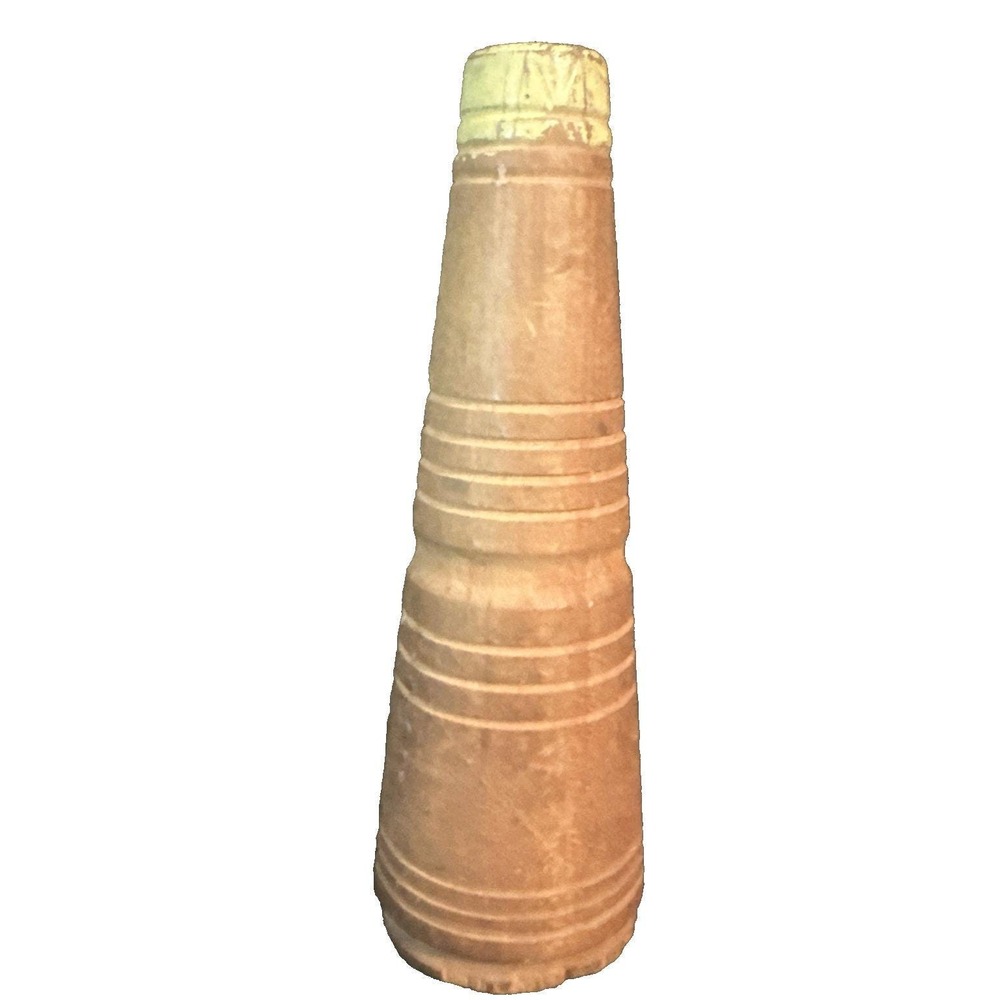 Vintage Industrial Wooden Textile Bobbin Spool, Beehive Cone Shape 7" Yellow Top